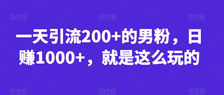 一天引流200+的男粉，日赚1000+，就是这么玩的【揭秘】-氢气球网创资源库