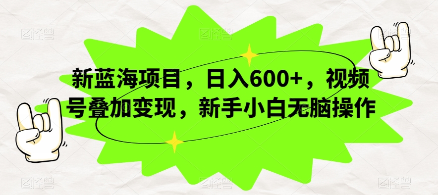 新蓝海项目，日入600+，视频号叠加变现，新手小白无脑操作【揭秘】-氢气球网创资源库