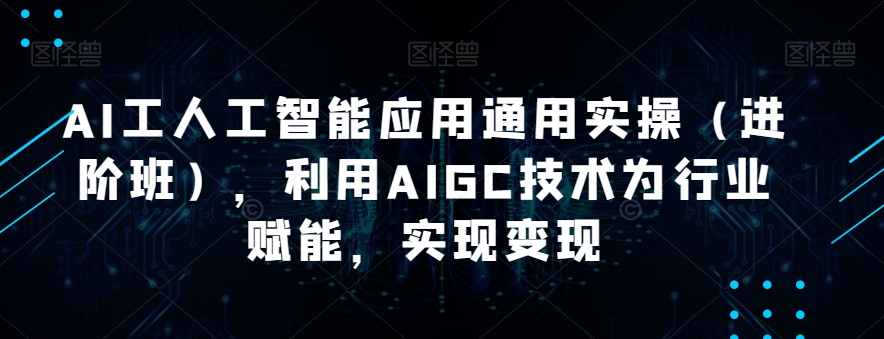 AI工人工智能应用通用实操（进阶班），利用AIGC技术为行业赋能，实现变现-氢气球网创资源库