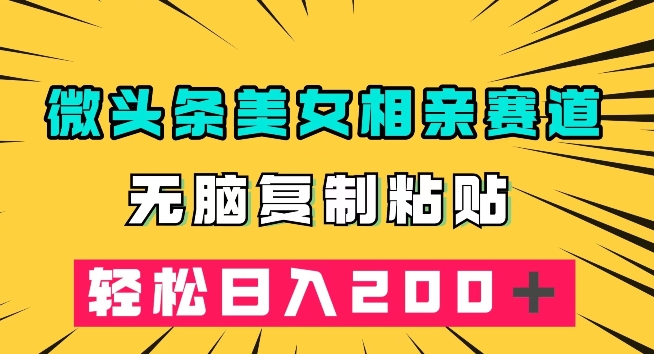 微头条冷门美女相亲赛道，无脑复制粘贴，轻松日入200＋【揭秘】-氢气球网创资源库