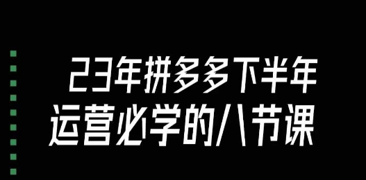大牙·23年下半年拼多多运营必学的八节课（18节完整）-氢气球网创资源库