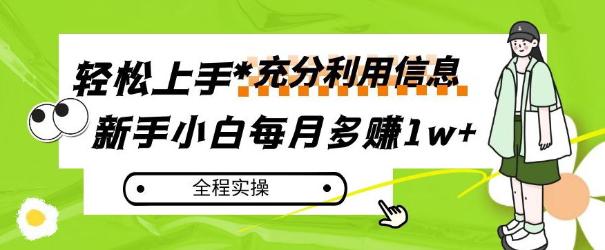 每月多赚1w+，新手小白如何充分利用信息赚钱，全程实操！【揭秘】-氢气球网创资源库