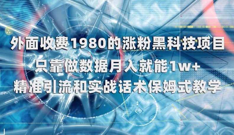 外面收费1980的涨粉黑科技项目，只靠做数据月入就能1w+【揭秘】-氢气球网创资源库