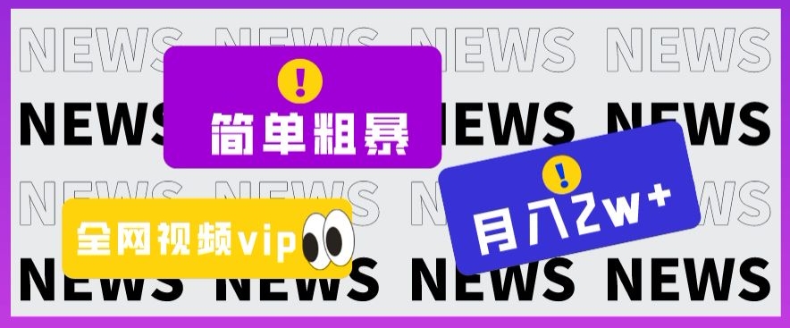简单粗暴零成本，高回报，全网视频VIP掘金项目，月入2万＋【揭秘】-氢气球网创资源库