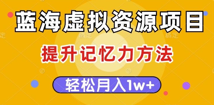 蓝海虚拟资源项目，提升记忆力方法，多种变现方式，轻松月入1w+【揭秘】-氢气球网创资源库