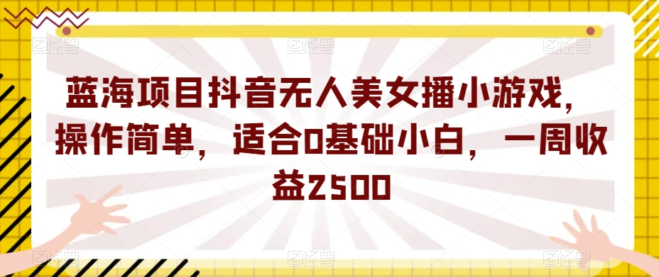 蓝海项目抖音无人美女播小游戏，操作简单，适合0基础小白，一周收益2500【揭秘】-氢气球网创资源库