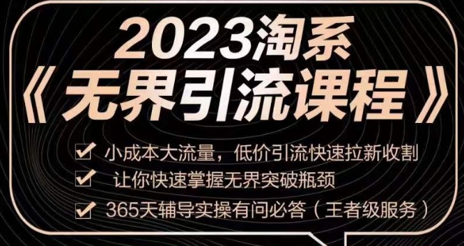2023淘系无界引流实操课程，​小成本大流量，低价引流快速拉新收割，让你快速掌握无界突破瓶颈-氢气球网创资源库