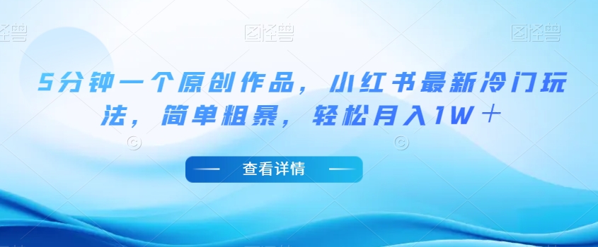 5分钟一个原创作品，小红书最新冷门玩法，简单粗暴，轻松月入1W＋【揭秘】-氢气球网创资源库