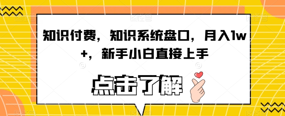 知识付费，知识系统盘口，月入1w+，新手小白直接上手-氢气球网创资源库
