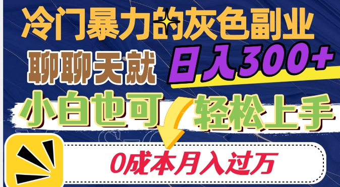 冷门暴利的副业项目，聊聊天就能日入300+，0成本月入过万【揭秘】-氢气球网创资源库