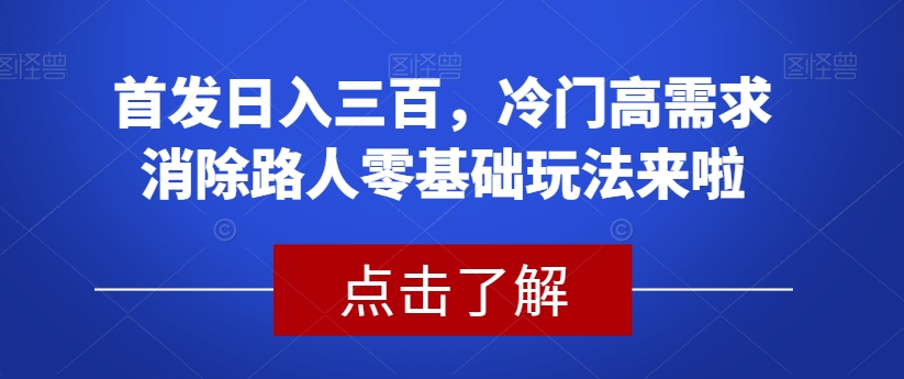 首发日入三百，冷门高需求消除路人零基础玩法来啦【揭秘】-氢气球网创资源库
