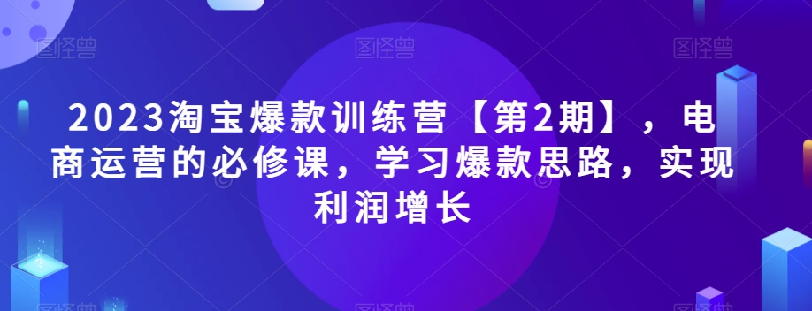 2023淘宝爆款训练营【第2期】，电商运营的必修课，学习爆款思路，实现利润增长-氢气球网创资源库