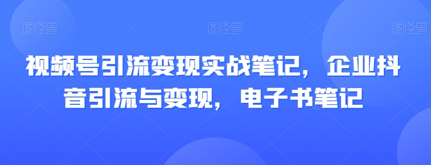 视频号引流变现实战笔记，企业抖音引流与变现，电子书笔记-氢气球网创资源库