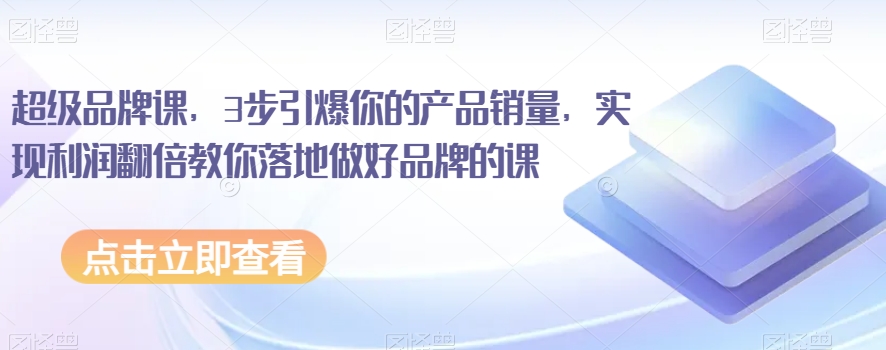 超级品牌课，3步引爆你的产品销量，实现利润翻倍教你落地做好品牌的课-氢气球网创资源库