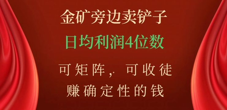 金矿旁边卖铲子，赚确定性的钱，可矩阵，可收徒，日均利润4位数【揭秘】-氢气球网创资源库