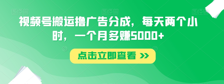 视频号搬运撸广告分成，每天两个小时，一个月多赚5000+-氢气球网创资源库