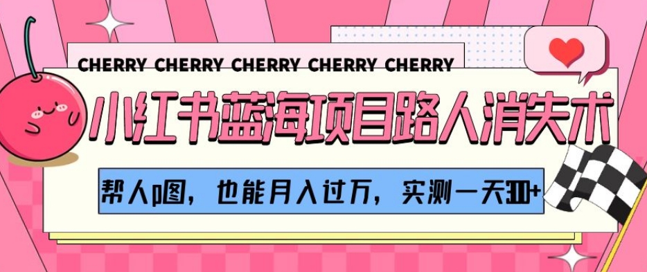 小红书蓝海项目路人消失术，帮人p图，也能月入过万，实测一天300+【揭秘】-氢气球网创资源库