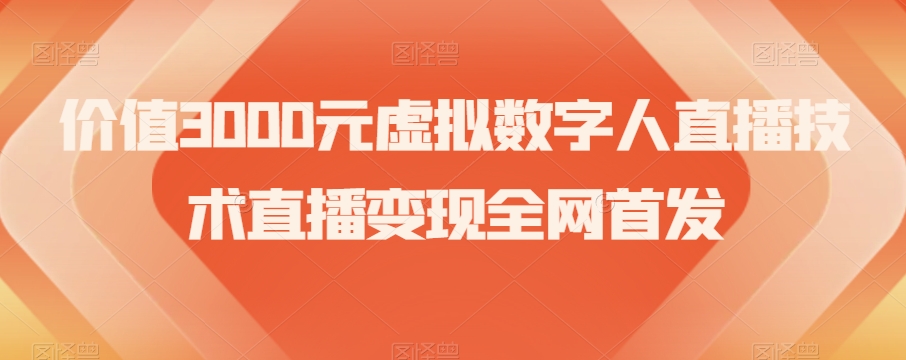 价值3000元虚拟数字人直播技术直播变现全网首发【揭秘】-氢气球网创资源库