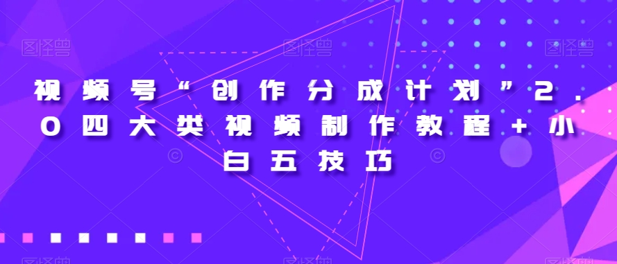 视频号“创作分成计划”2.0四大类视频制作教程+小白五技巧【揭秘】-氢气球网创资源库
