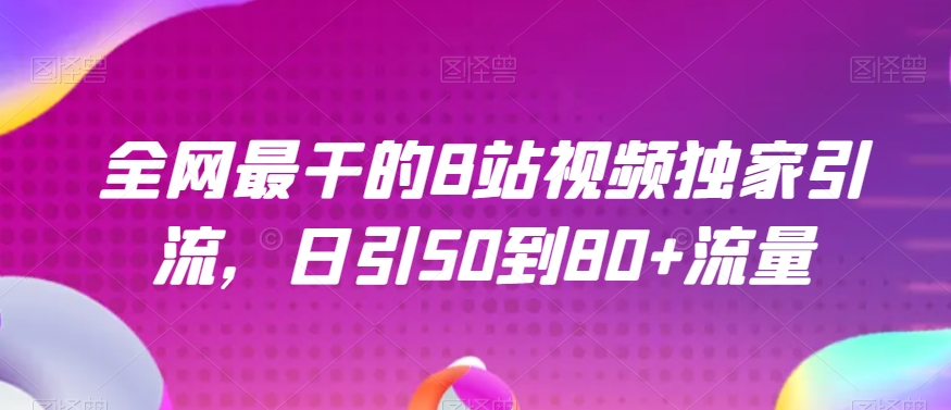 全网最干的B站视频独家引流，日引50到80+流量【揭秘】-氢气球网创资源库