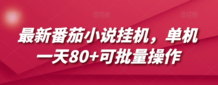 最新番茄小说挂机，单机一天80+可批量操作【揭秘】-氢气球网创资源库