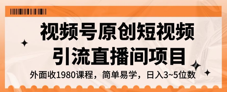 视频号原创短视频引流直播间项目，日入3~5五位数【揭秘】-氢气球网创资源库