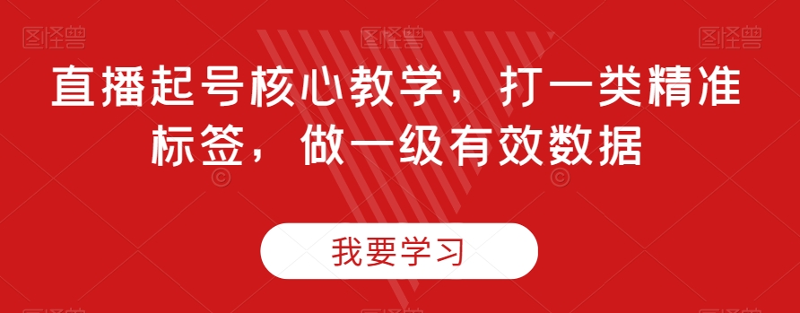 直播起号核心教学，打一类精准标签，做一级有效数据-氢气球网创资源库