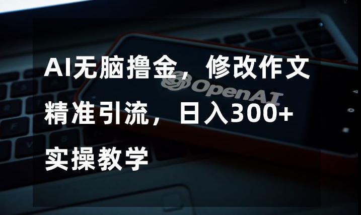 AI无脑撸金，修改作文精准引流，日入300+，实操教学【揭秘】-氢气球网创资源库