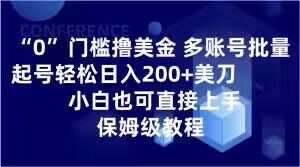 0门槛撸美金，多账号批量起号轻松日入200+美刀，小白也可直接上手，保姆级教程【揭秘】-氢气球网创资源库