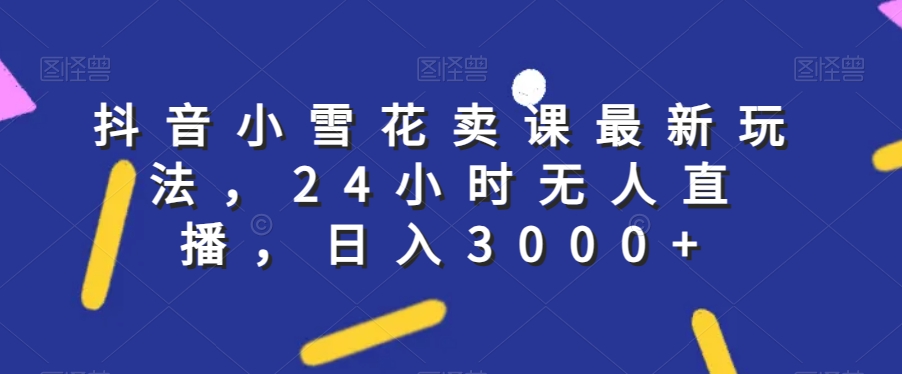 抖音小雪花卖课最新玩法，24小时无人直播，日入3000+【揭秘】-氢气球网创资源库