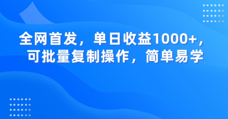 全网首发，单日收益1000+，可批量复制操作，简单易学【揭秘】-氢气球网创资源库