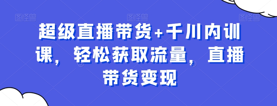 超级直播带货+千川内训课，轻松获取流量，直播带货变现-氢气球网创资源库