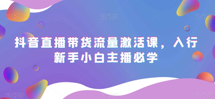 抖音直播带货流量激活课，入行新手小白主播必学-氢气球网创资源库