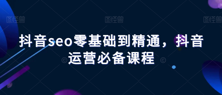 抖音seo零基础到精通，抖音运营必备课程-氢气球网创资源库