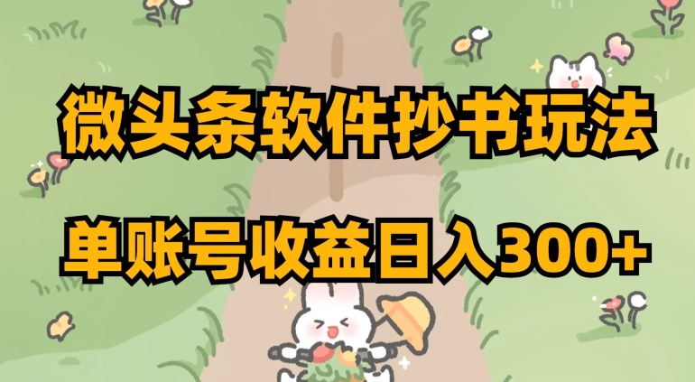 微头条软件抄书玩法，单账号收益日入300+【揭秘】-氢气球网创资源库