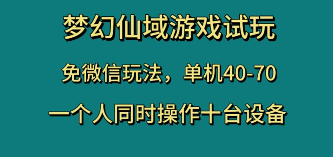 梦幻仙域游戏试玩，免微信玩法，单机40-70，一个人同时操作十台设备【揭秘】-氢气球网创资源库