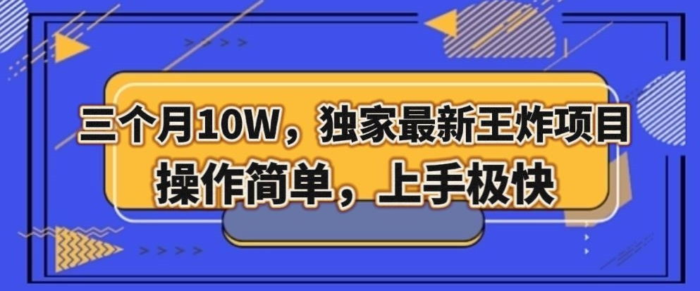 三个月10W，独家最新王炸项目！操作简单，上手极快【揭秘】-氢气球网创资源库