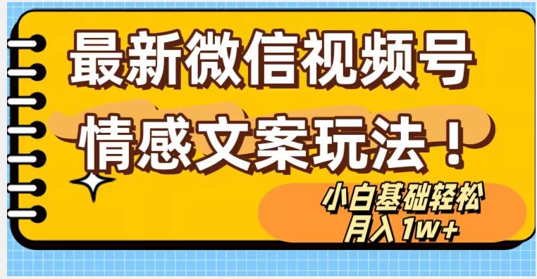 微信视频号情感文案最新玩法，小白轻松月入1万+无脑搬运【揭秘】-氢气球网创资源库