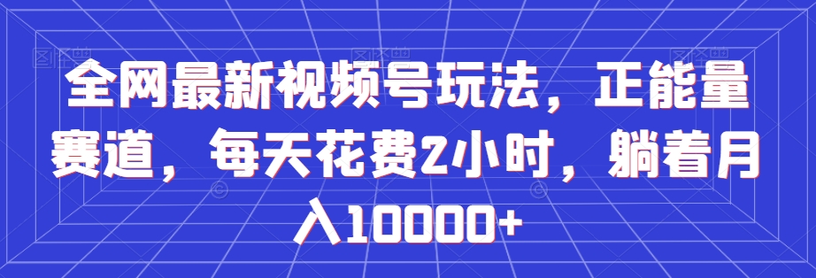 全网最新视频号玩法，正能量赛道，每天花费2小时，躺着月入10000+【揭秘】-氢气球网创资源库