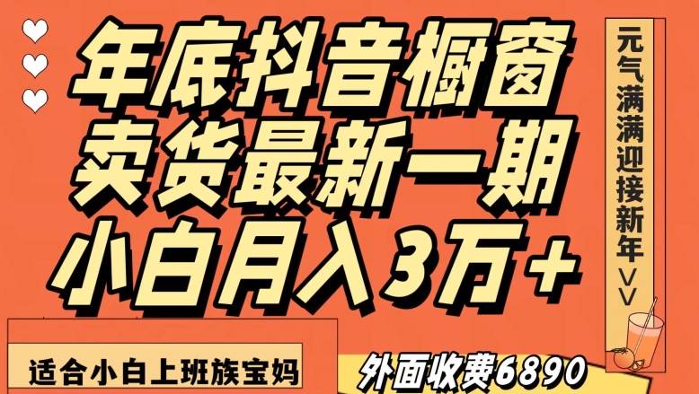 外面收费6890元年底抖音橱窗卖货最新一期，小白月入3万，适合小白上班族宝妈【揭秘】-氢气球网创资源库