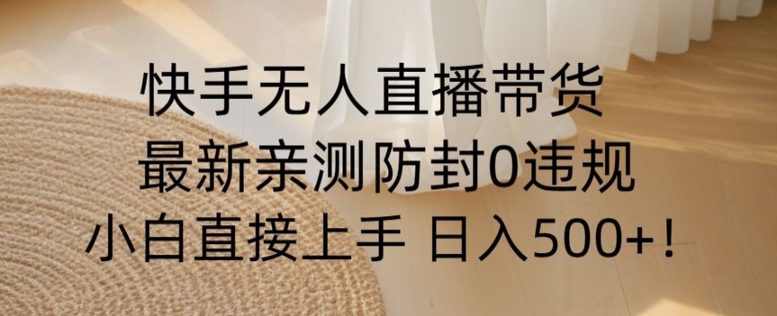 快手无人直播带货从0-1落地教学，最新防封0粉开播，小白可上手日入500+【揭秘】-氢气球网创资源库