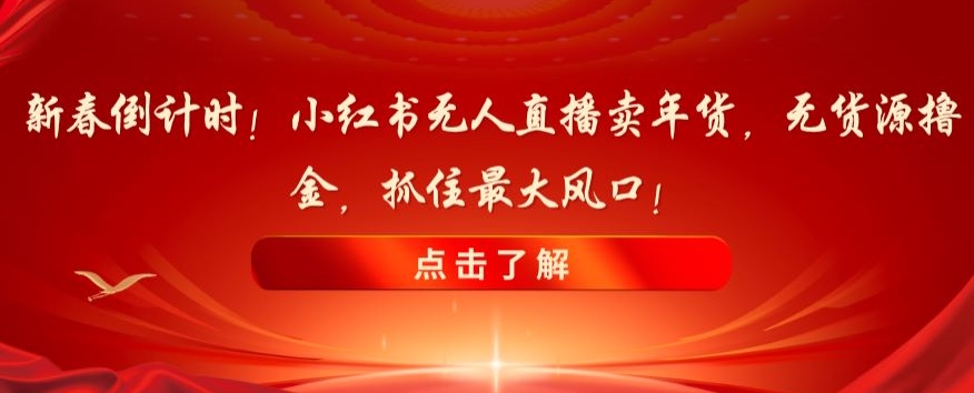 新春倒计时！小红书无人直播卖年货，无货源撸金，抓住最大风口【揭秘】-氢气球网创资源库