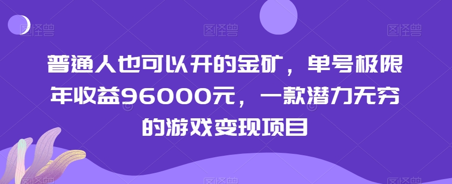 普通人也可以开的金矿，单号极限年收益96000元，一款潜力无穷的游戏变现项目【揭秘】-氢气球网创资源库