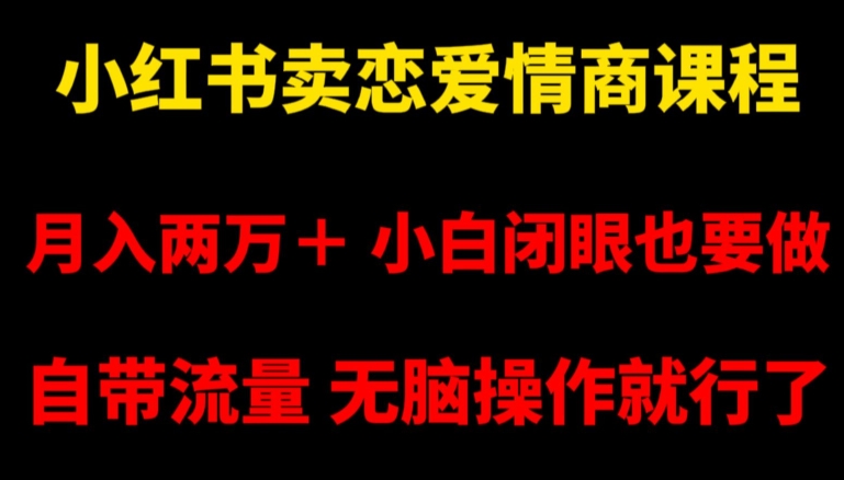 小红书卖恋爱情商课程，月入两万＋，小白闭眼也要做，自带流量，无脑操作就行了【揭秘】-氢气球网创资源库