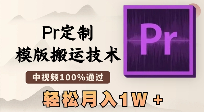 最新Pr定制模版搬运技术，中视频100%通过，几分钟一条视频，轻松月入1W＋【揭秘】-氢气球网创资源库