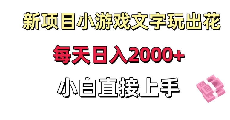 新项目小游戏文字玩出花日入2000+，每天只需一小时，小白直接上手【揭秘】-氢气球网创资源库