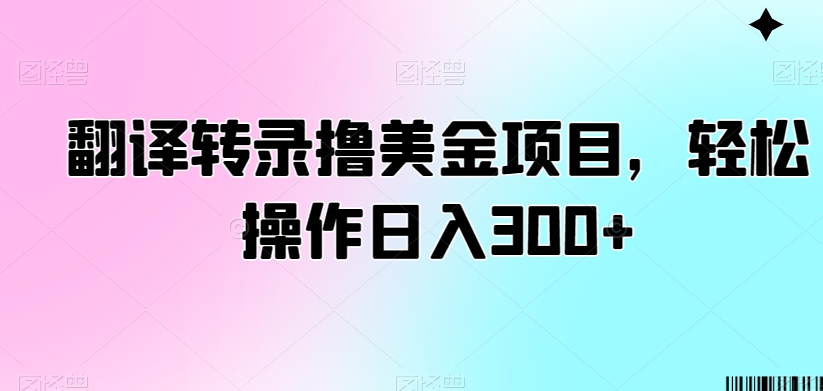 翻译转录撸美金项目，轻松操作日入300+【揭秘】-氢气球网创资源库