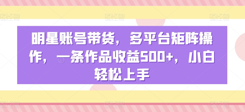 明星账号带货，多平台矩阵操作，一条作品收益500+，小白轻松上手【揭秘】-氢气球网创资源库