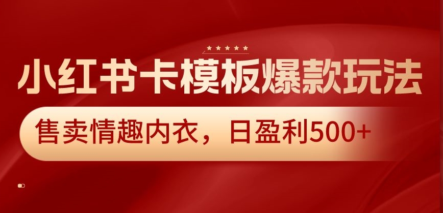 小红书卡模板爆款玩法，售卖情趣内衣，日盈利500+【揭秘】-氢气球网创资源库