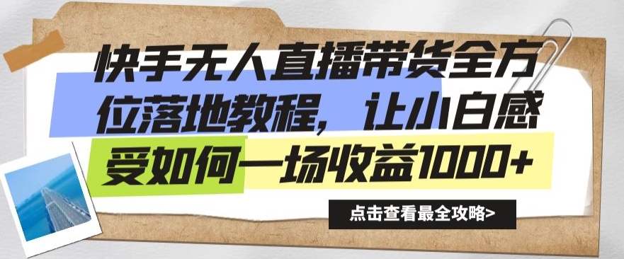 快手无人直播带货全方位落地教程，让小白感受如何一场收益1000+【揭秘】-氢气球网创资源库